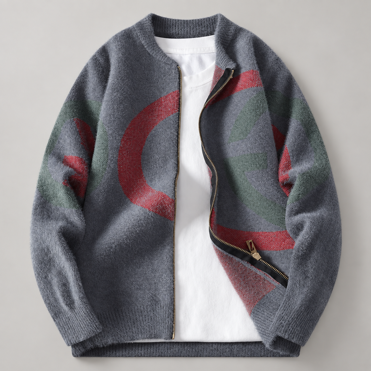 Etienne Men’s Abstract Pattern Full-Zip Knit Jacket