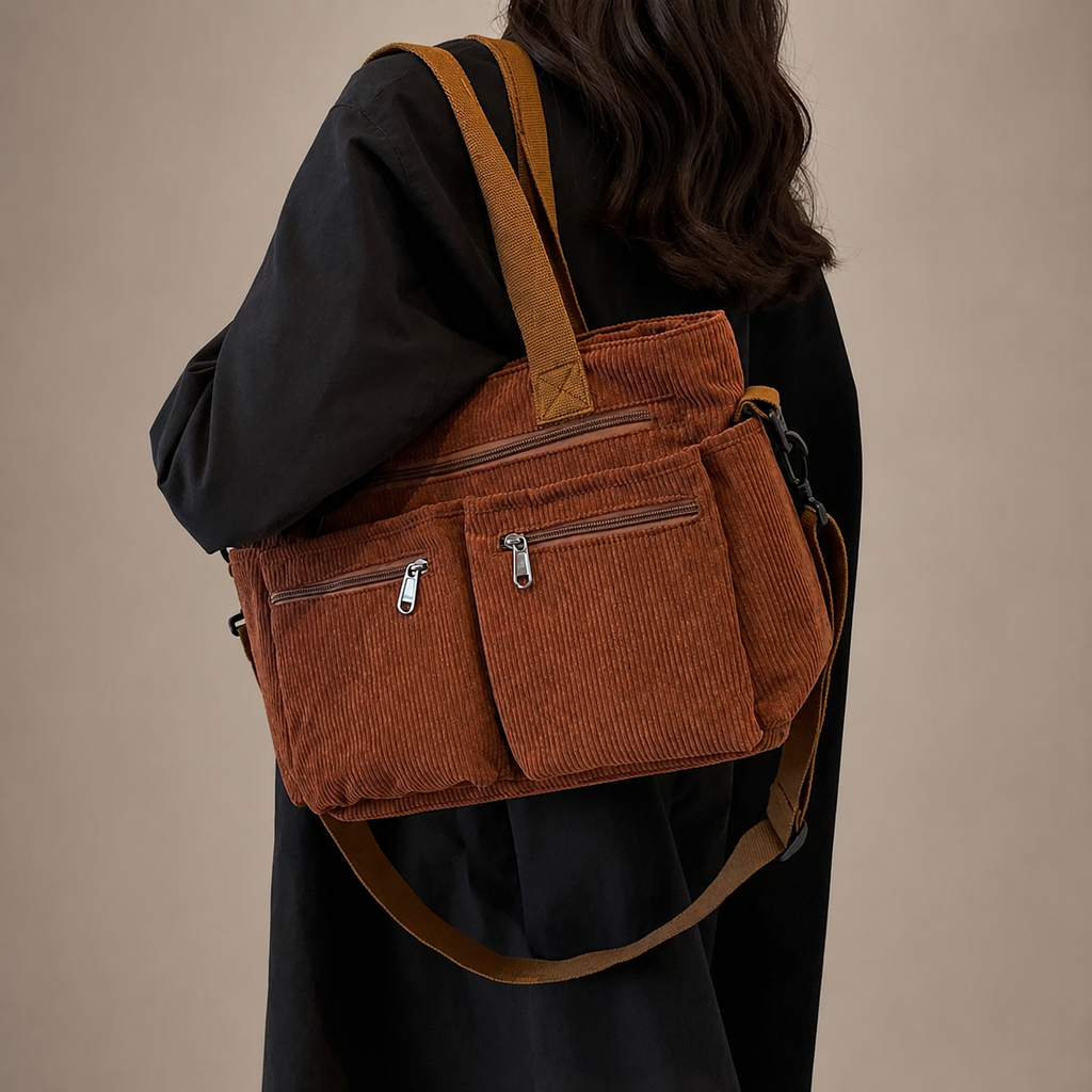 Evelyn Corduroy Everyday Spacious Tote Bag