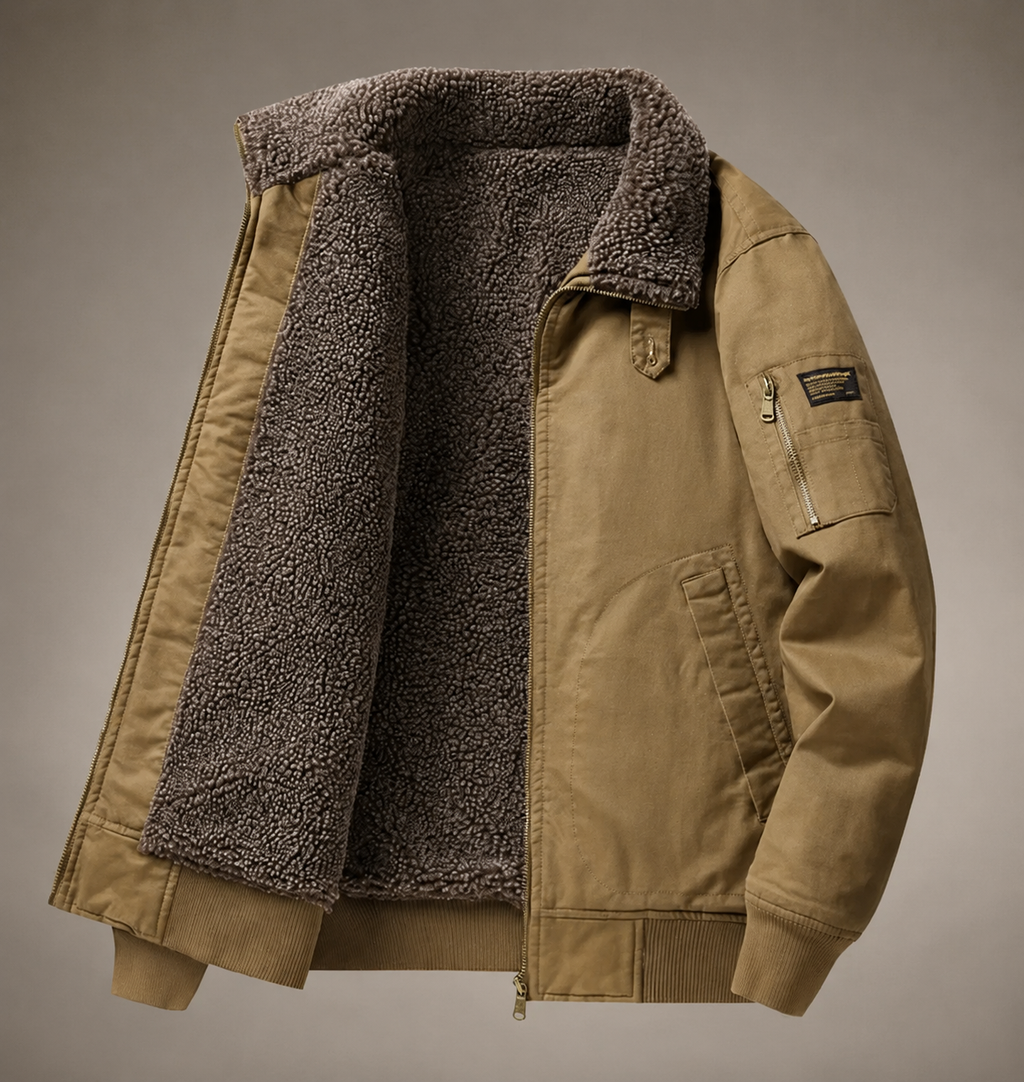 Everett Zip-Up Sherpa-Lined Bomber Jacket