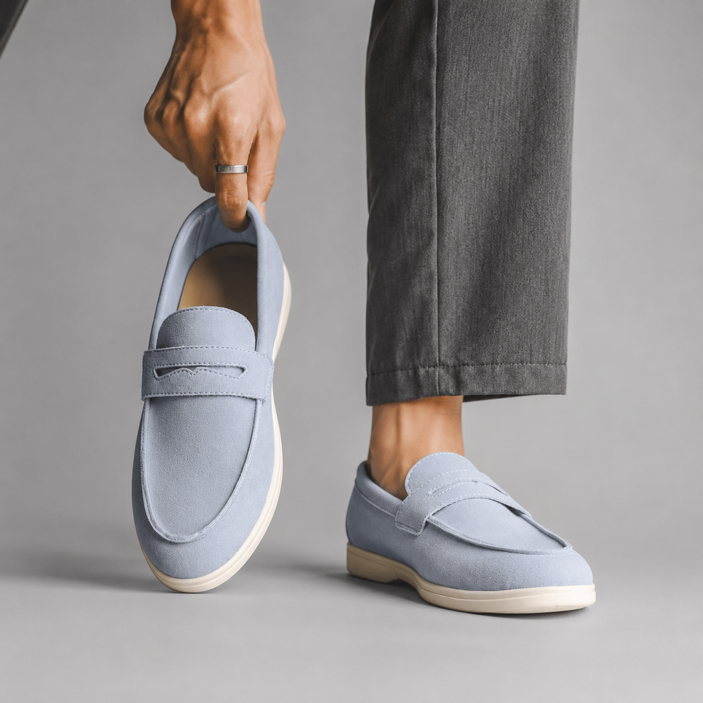 Everett Men’s Suede Penny Loafers – Lightweight Slip-On Casual Shoes