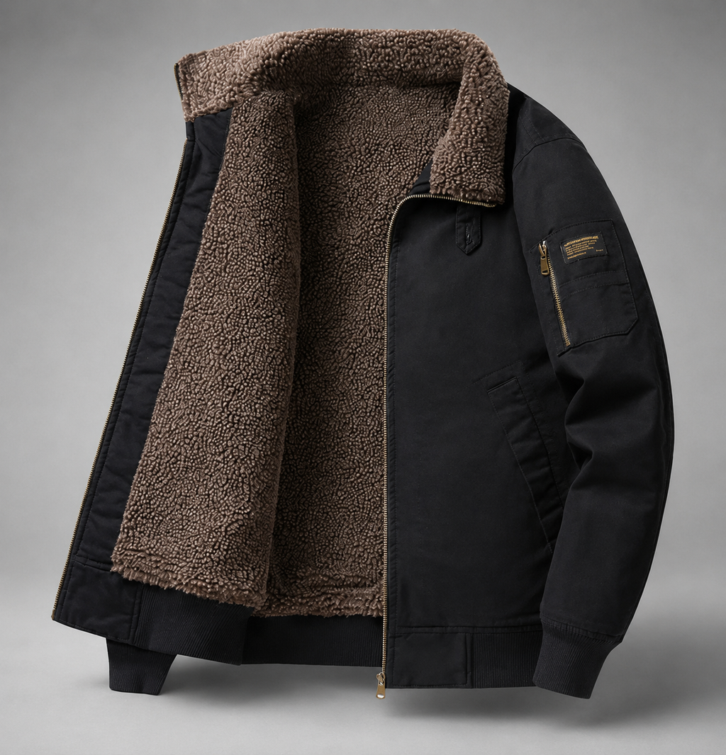Everett Zip-Up Sherpa-Lined Bomber Jacket