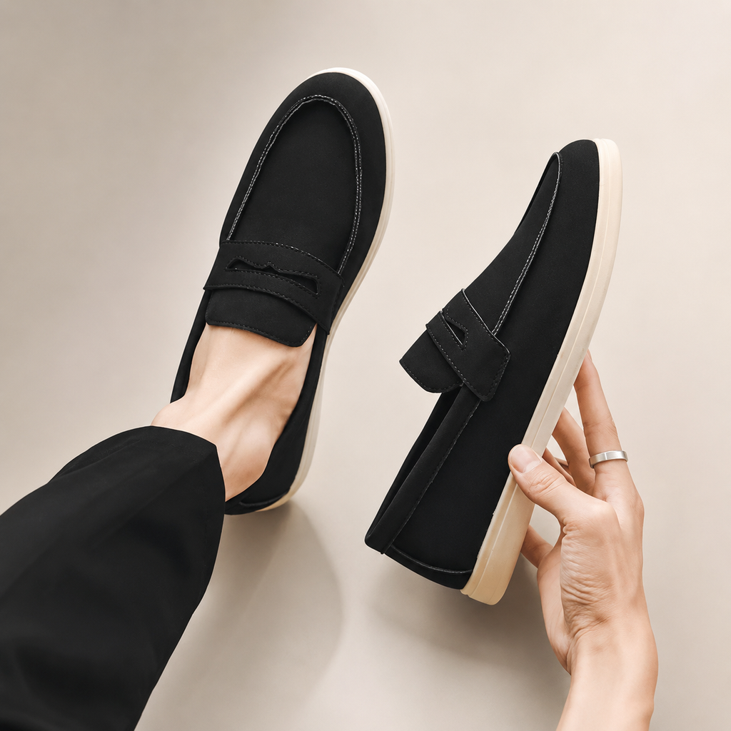 Everett Men’s Suede Penny Loafers – Lightweight Slip-On Casual Shoes