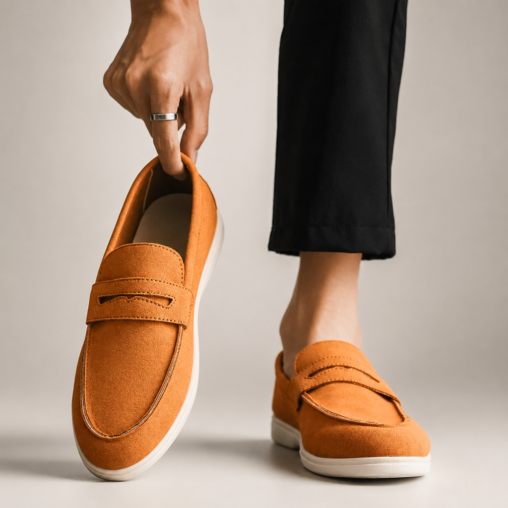 Everett Men’s Suede Penny Loafers – Lightweight Slip-On Casual Shoes
