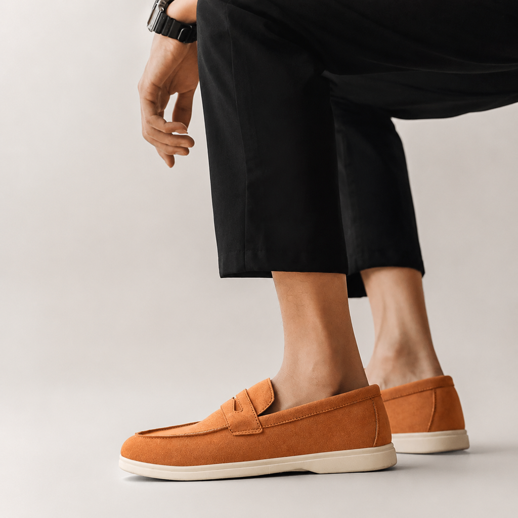 Everett Men’s Suede Penny Loafers – Lightweight Slip-On Casual Shoes