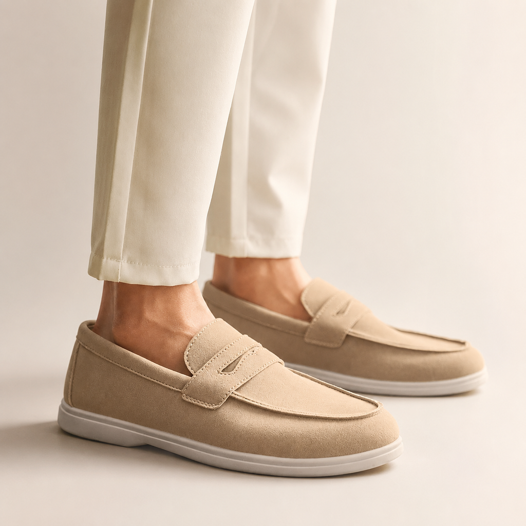 Everett Men’s Suede Penny Loafers – Lightweight Slip-On Casual Shoes