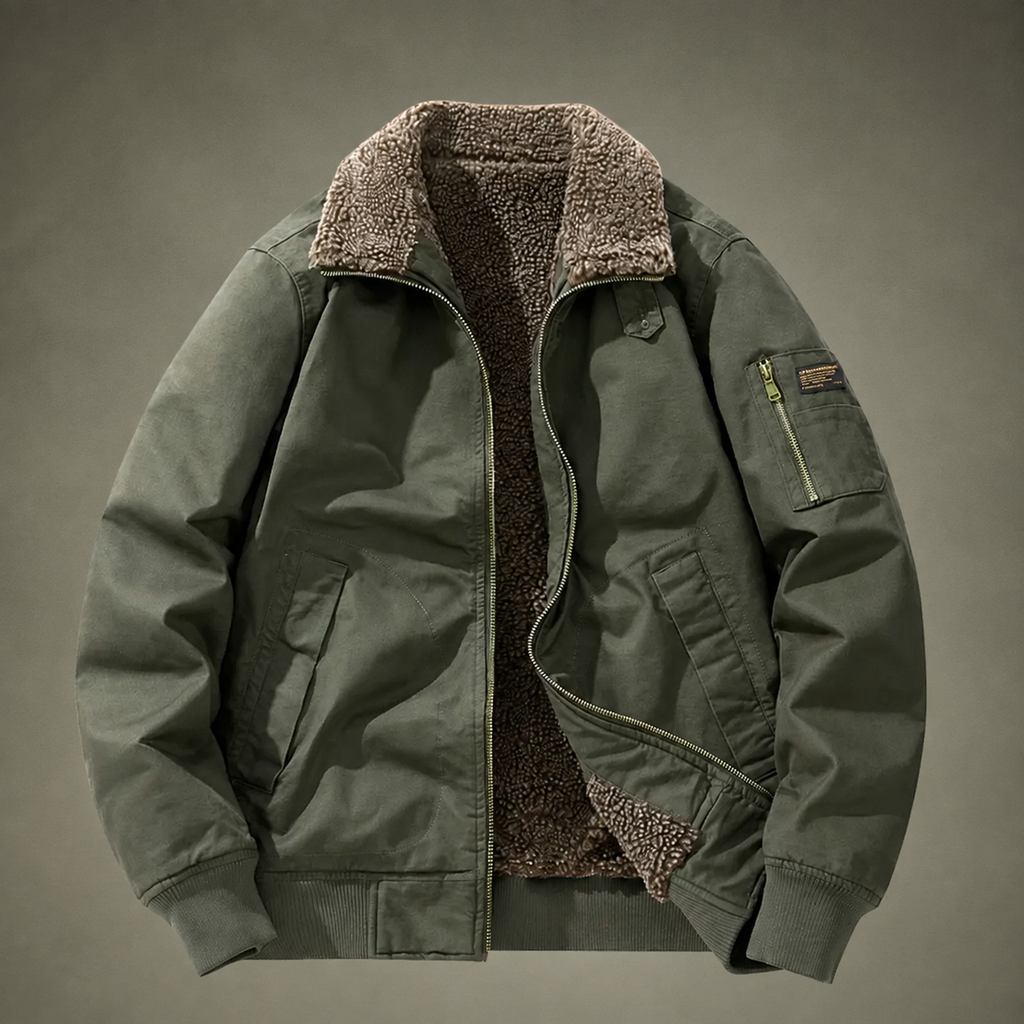 Everett Zip-Up Sherpa-Lined Bomber Jacket