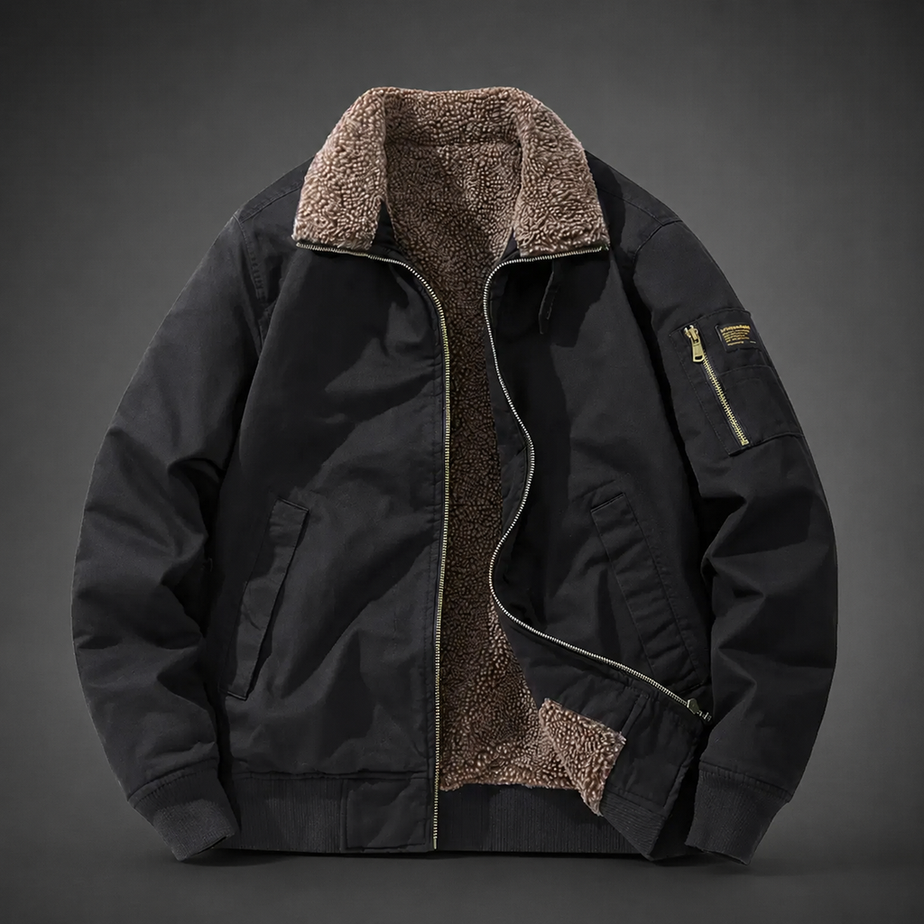 Everett Zip-Up Sherpa-Lined Bomber Jacket