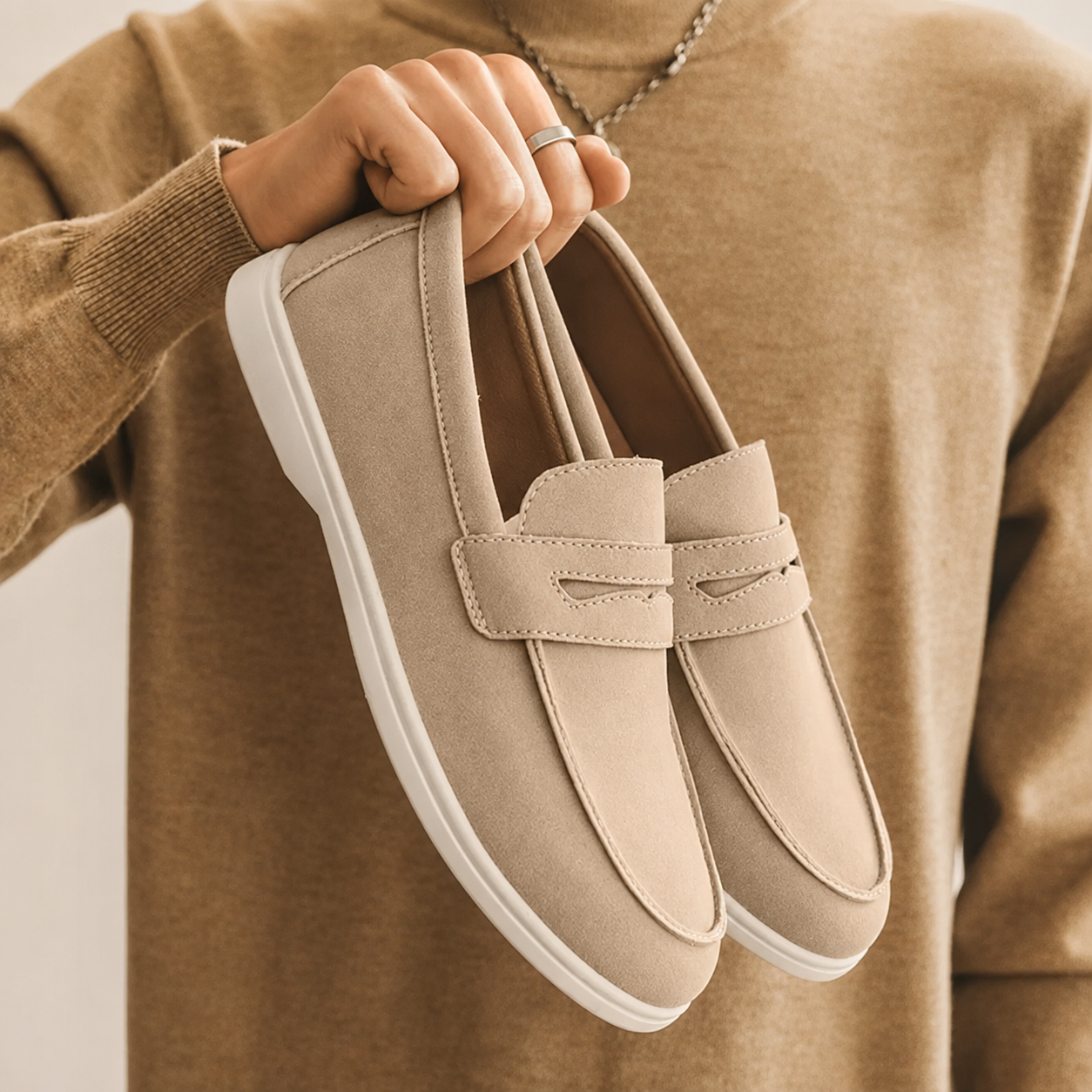 Everett Men’s Suede Penny Loafers – Lightweight Slip-On Casual Shoes