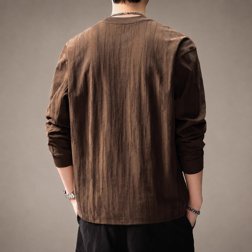 Ewan Men’s Textured Long Sleeve Crew Neck Shirt