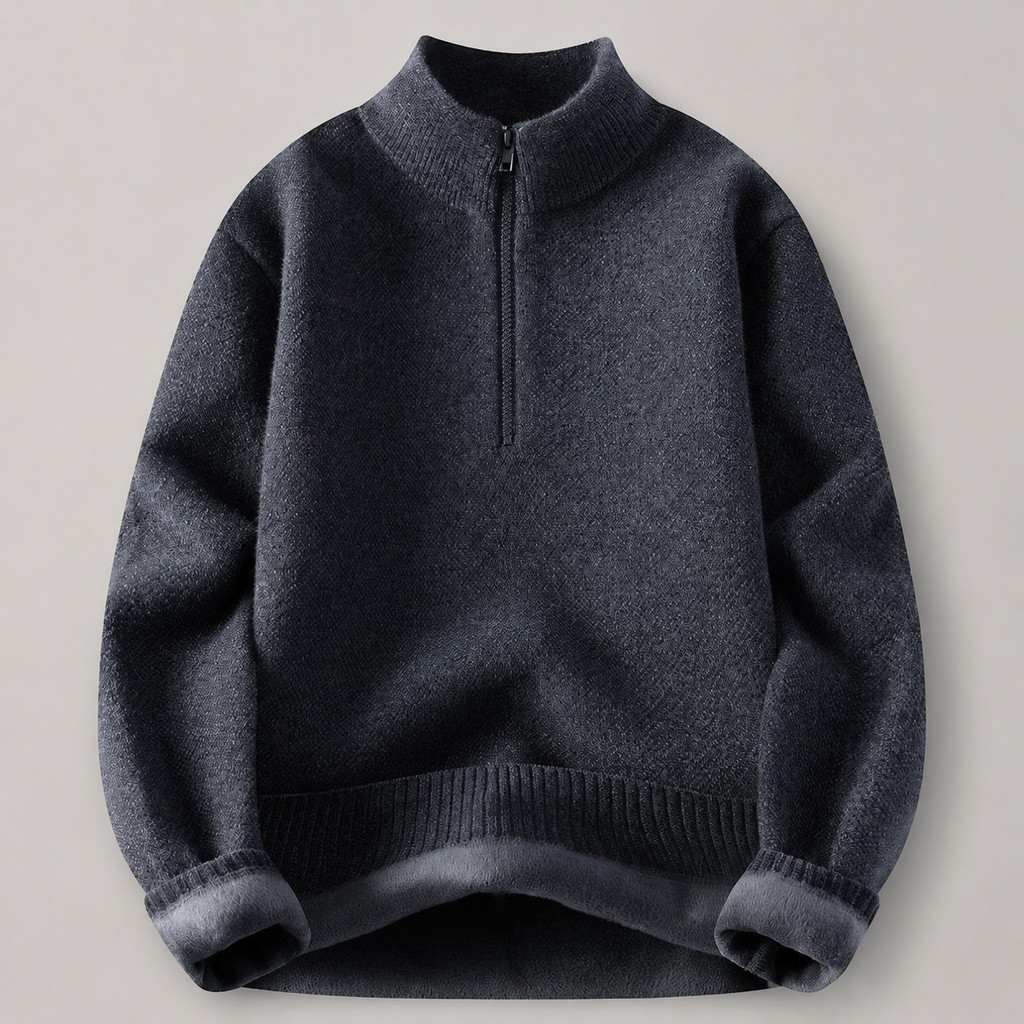Felix High Collar Quarter-Zip Knit Sweater