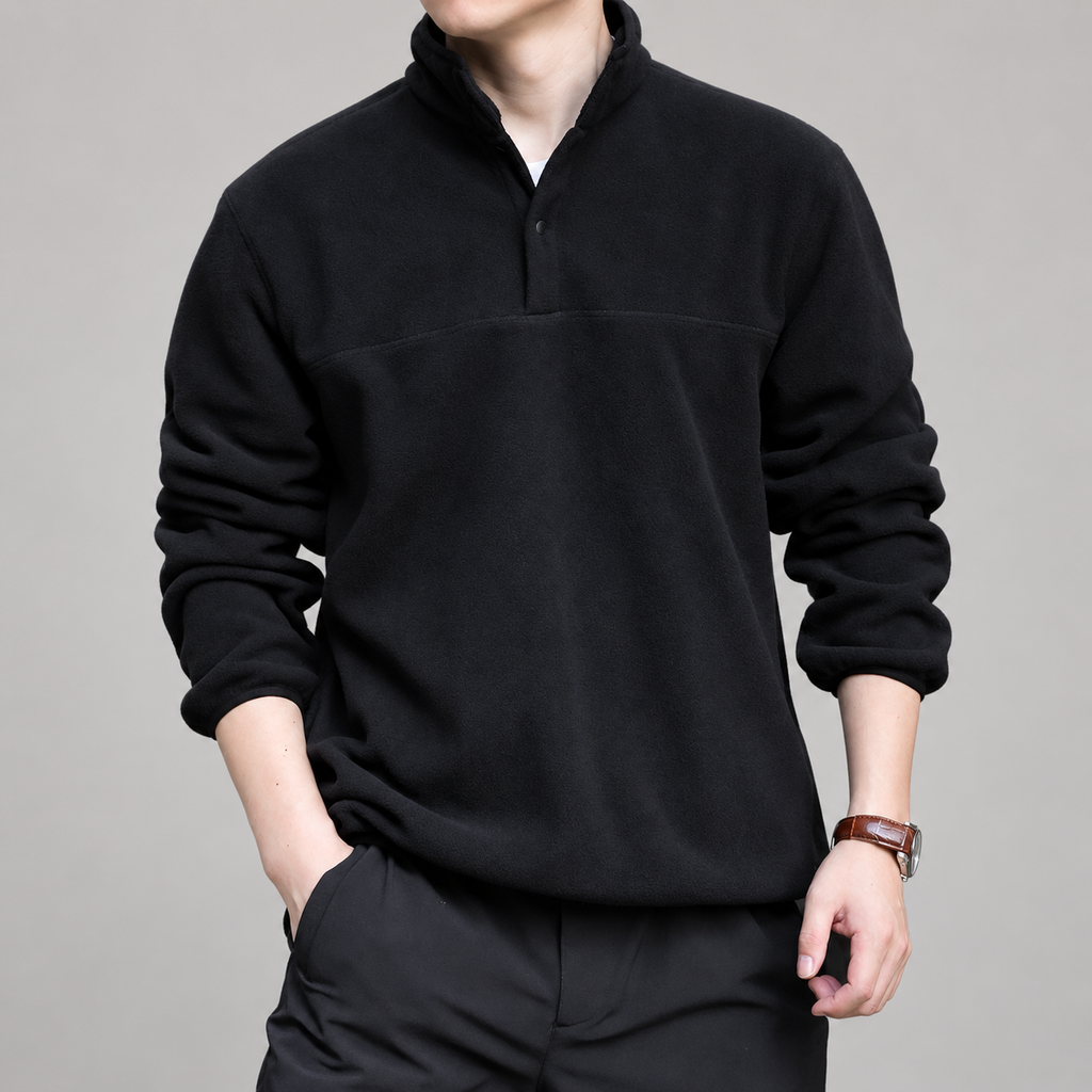 Franco Men’s Fleece Pullover with Snap Stand Collar