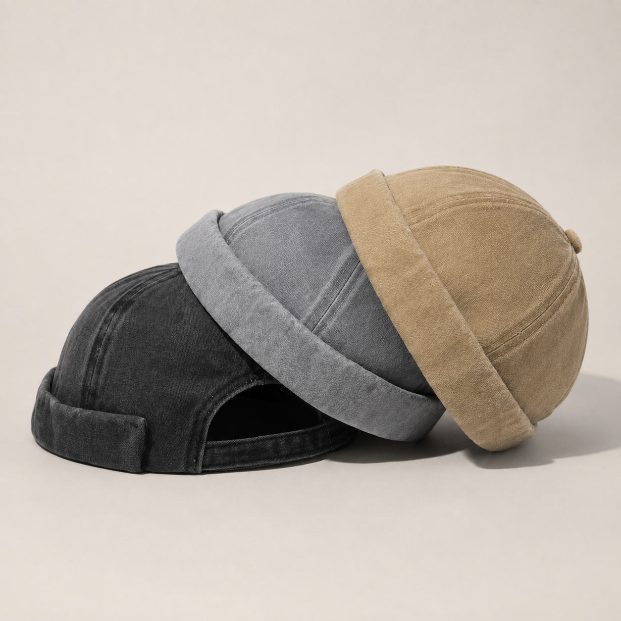 Franco Men's Cotton Beanie – Adjustable Lightweight Folded Cuff Knit Hat