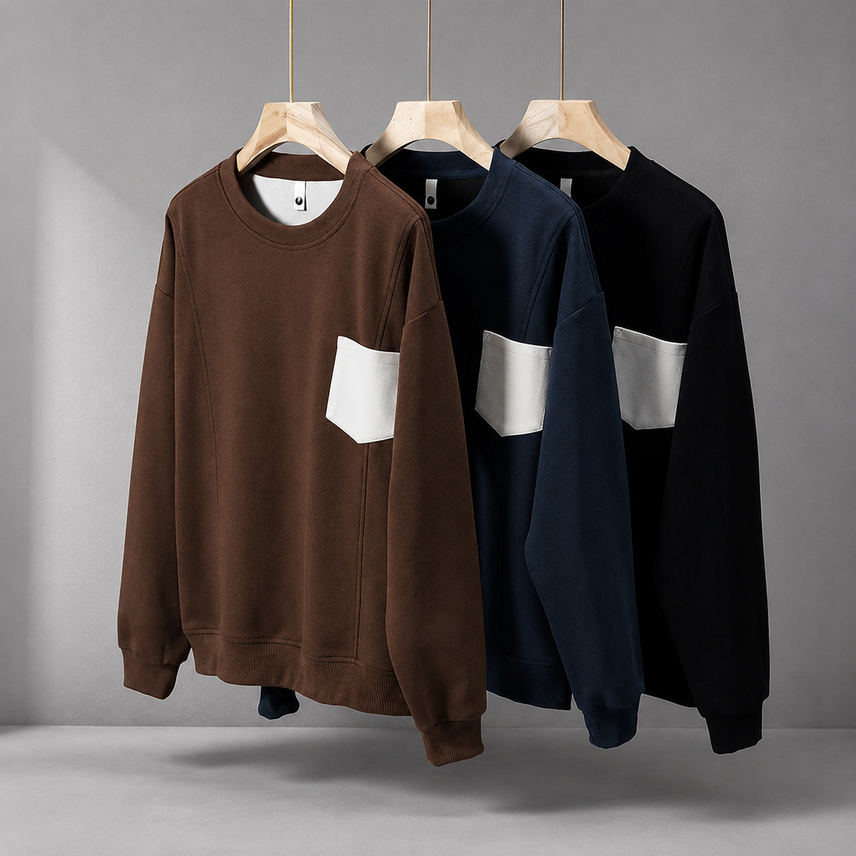 Garry Men’s Contrast Pocket Crewneck Sweatshirt