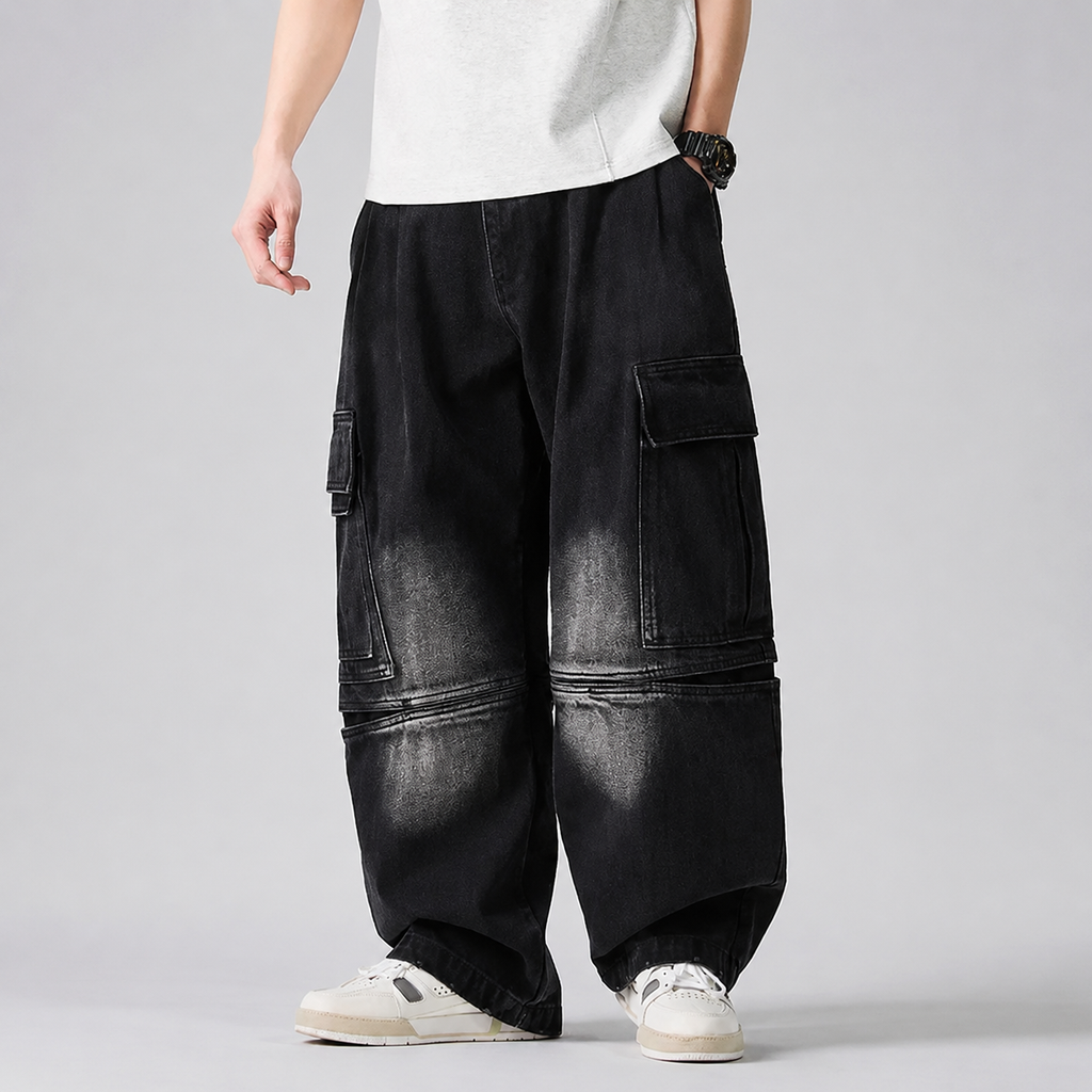 Gary Men’s Wide-Leg Cargo Denim Jeans