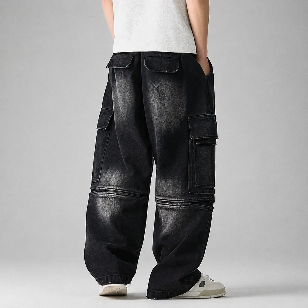 Gary Men’s Wide-Leg Cargo Denim Jeans