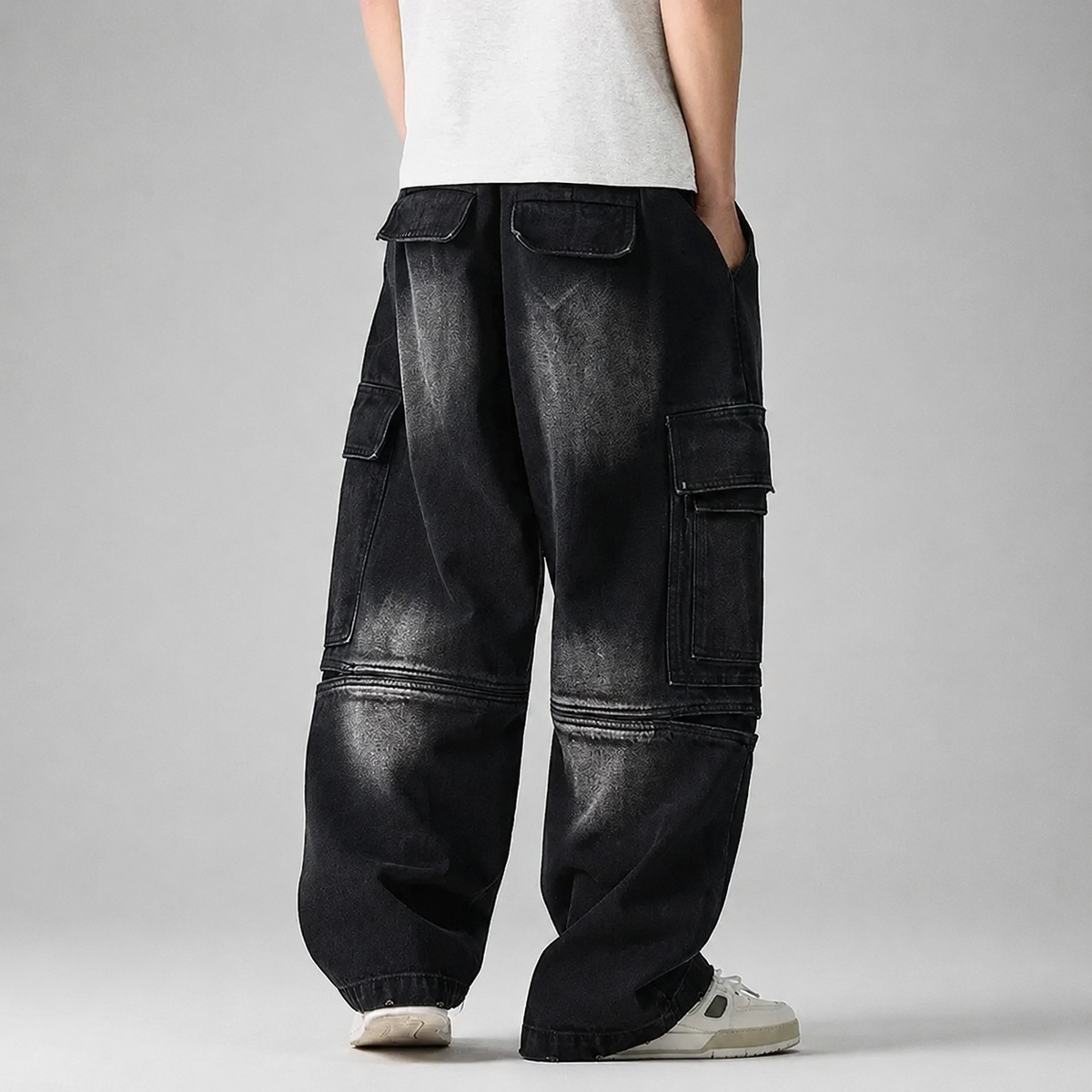 Gary Men’s Wide-Leg Cargo Denim Jeans