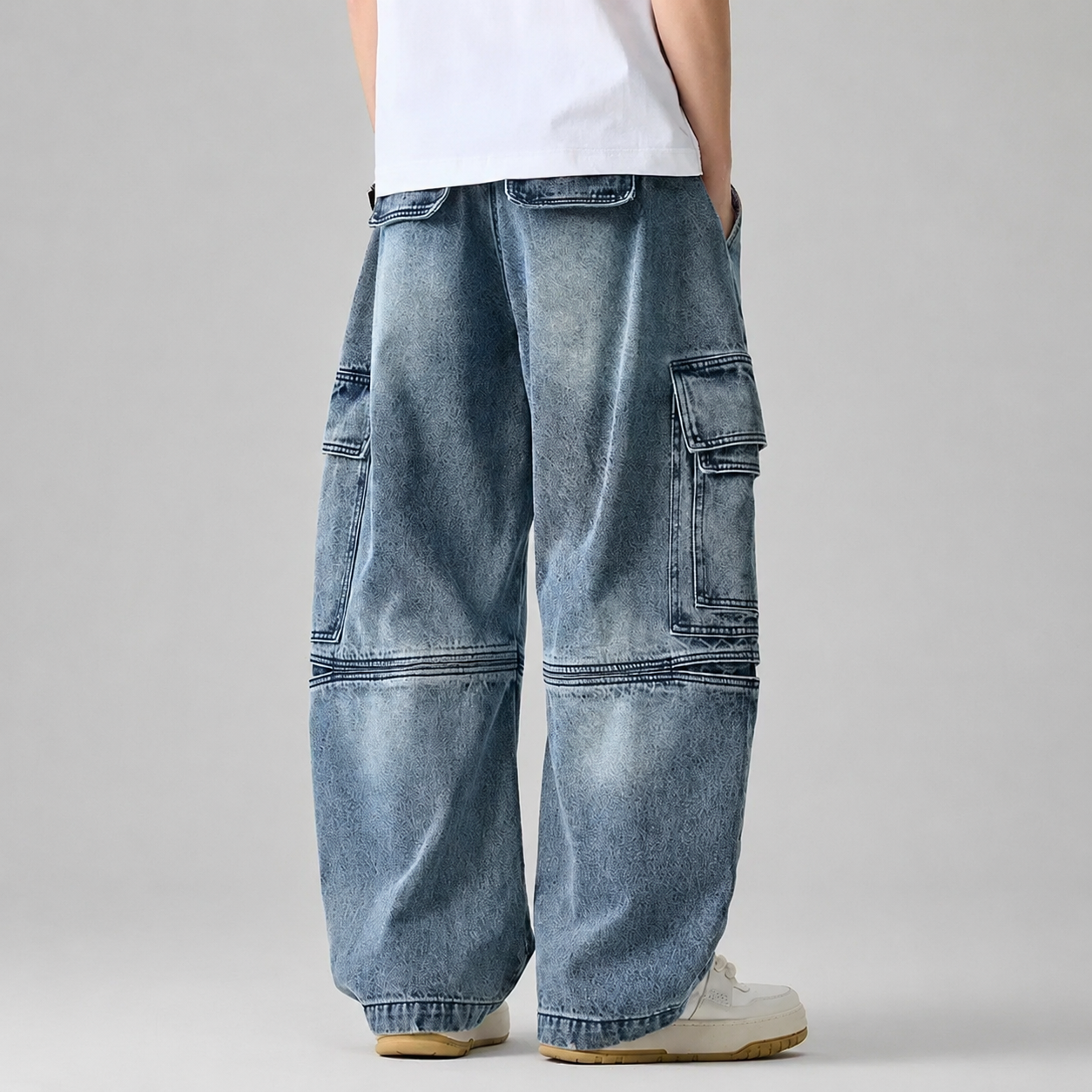Gary Men’s Wide-Leg Cargo Denim Jeans