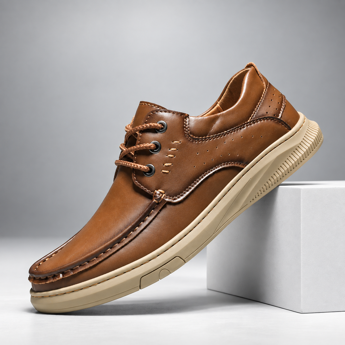 Gaspard Men’s Leather-Look Lace-Up Casual Derby Shoes