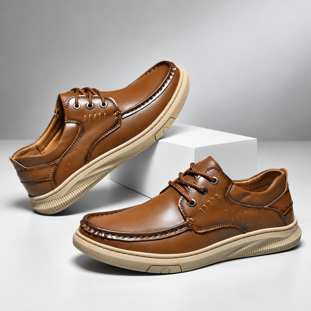 Gaspard Men’s Leather-Look Lace-Up Casual Derby Shoes