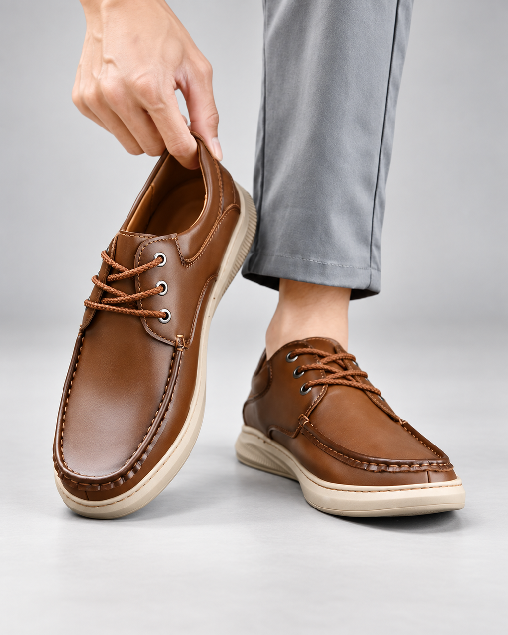 Gaspard Men’s Leather-Look Lace-Up Casual Derby Shoes