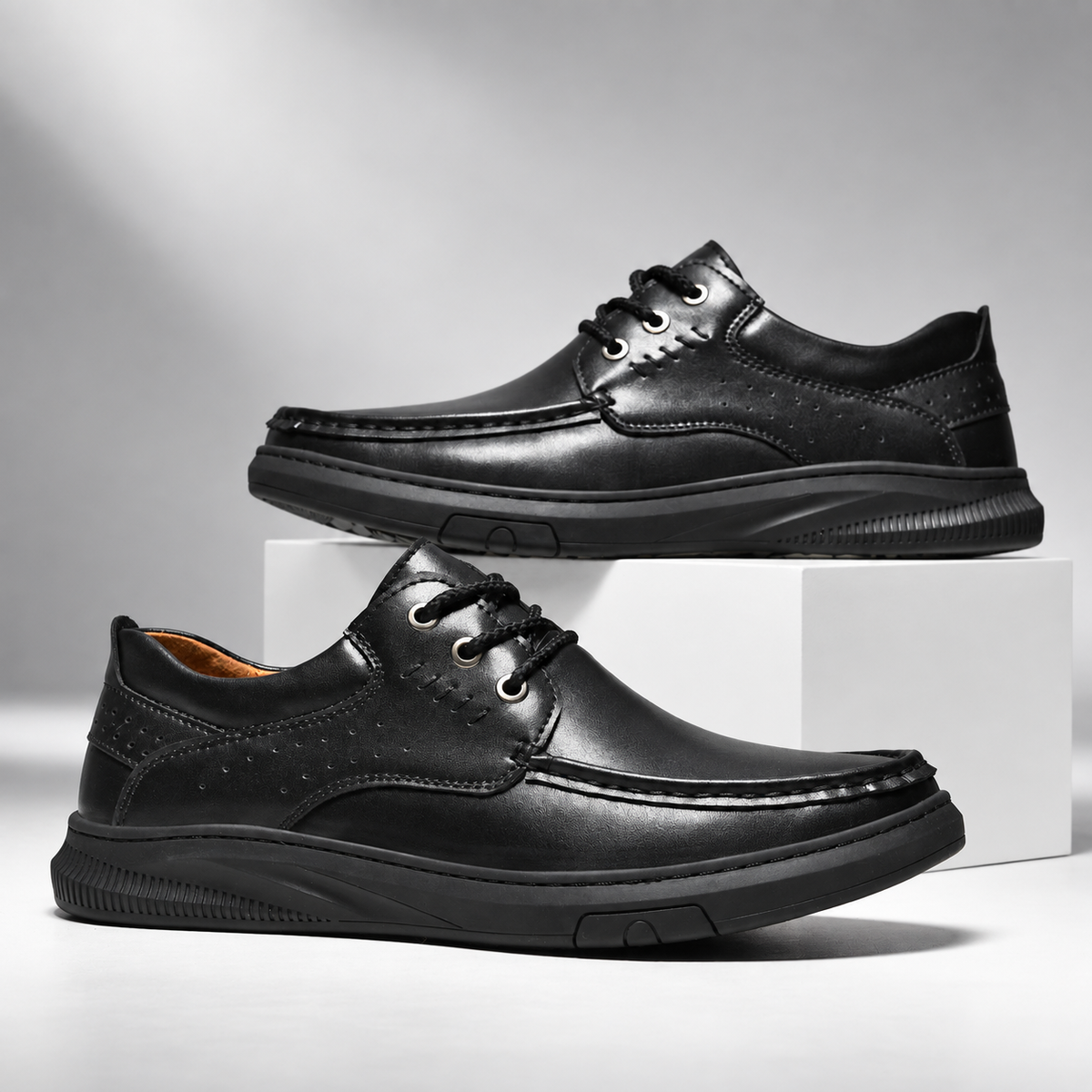 Gaspard Men’s Leather-Look Lace-Up Casual Derby Shoes