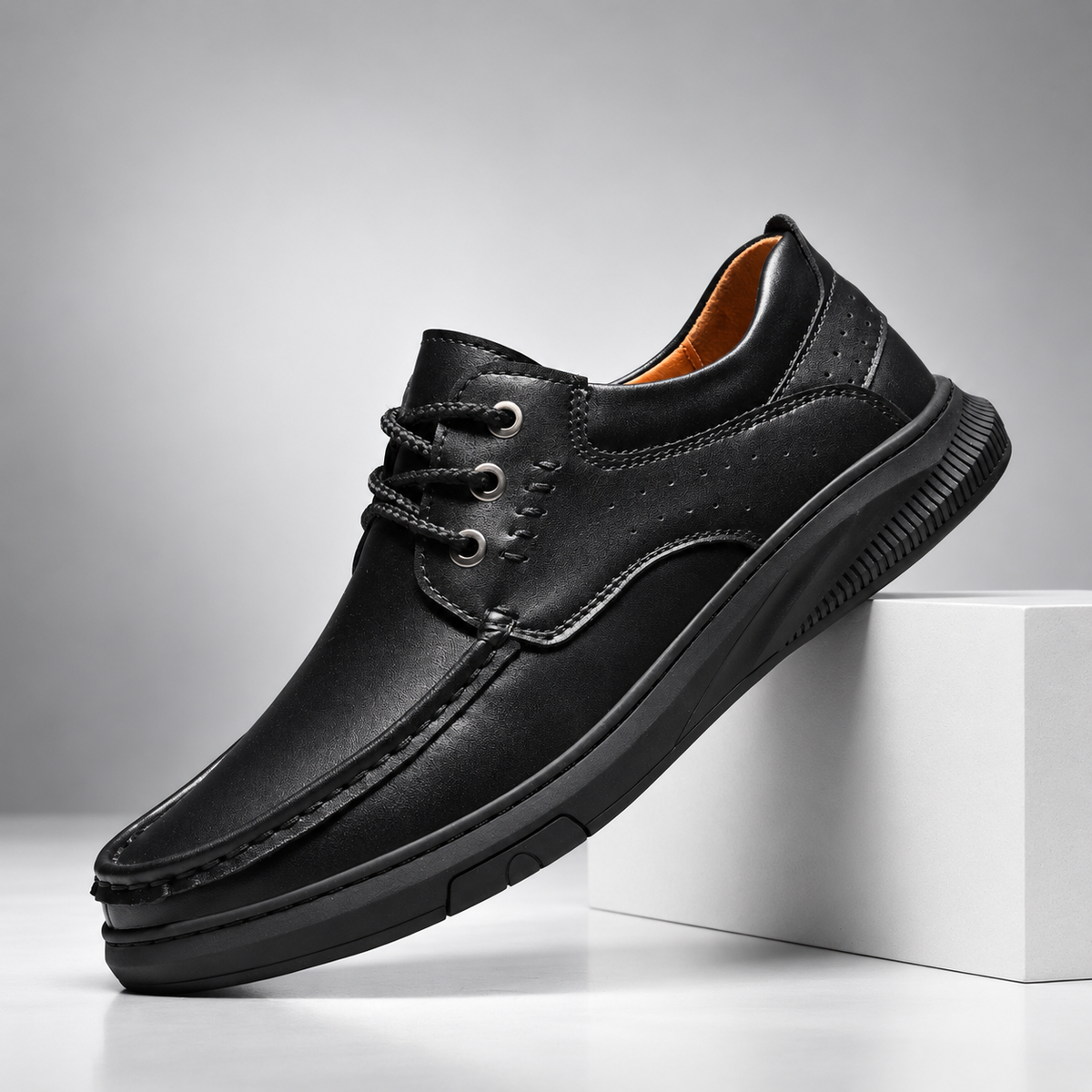 Gaspard Men’s Leather-Look Lace-Up Casual Derby Shoes