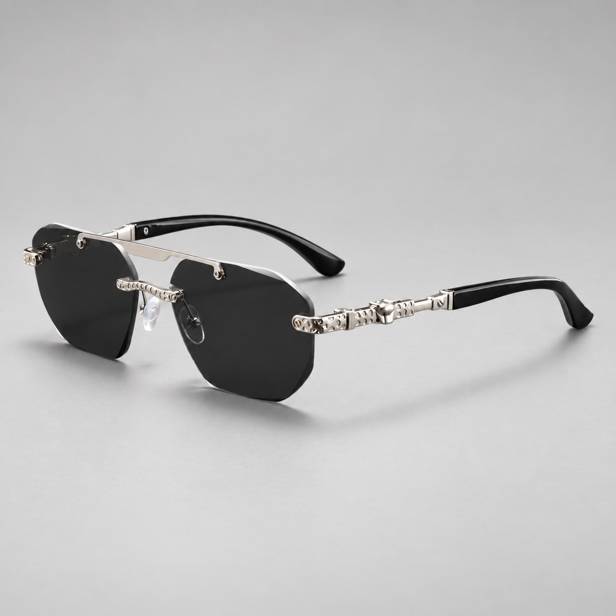 Gianni Rimless Sunglasses with Geometric Lenses