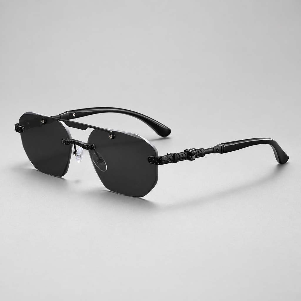 Gianni Rimless Sunglasses with Geometric Lenses
