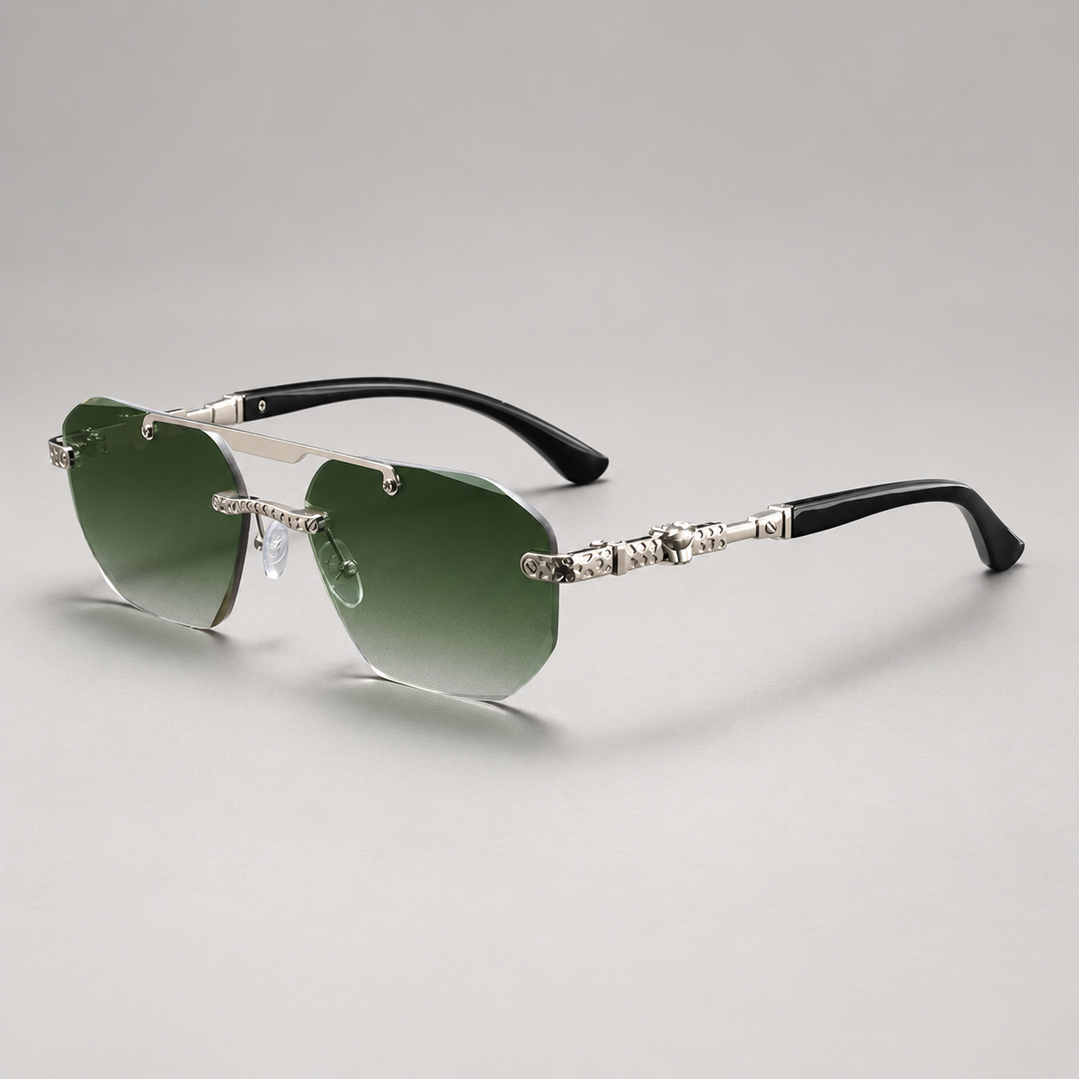 Gianni Rimless Sunglasses with Geometric Lenses