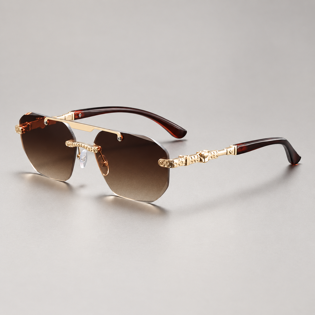 Gianni Rimless Sunglasses with Geometric Lenses