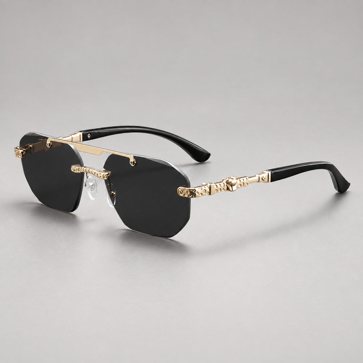 Gianni Rimless Sunglasses with Geometric Lenses
