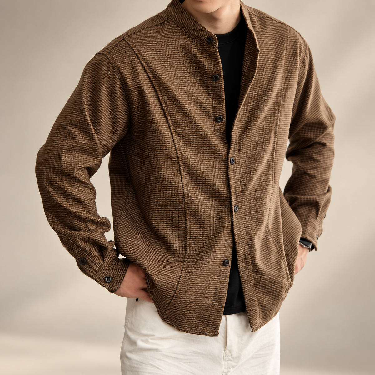 Bennett Men’s Micro-Check Button-Up Overshirt