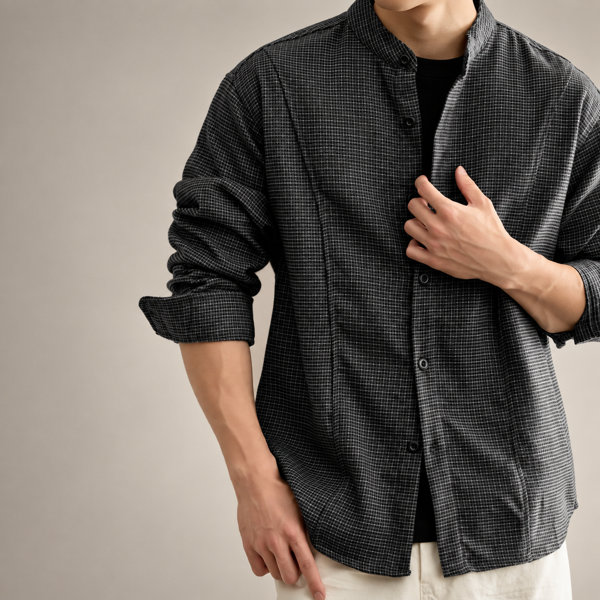 Bennett Men’s Micro-Check Button-Up Overshirt