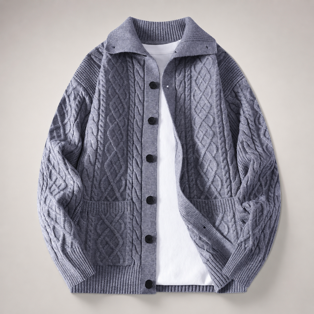 Graham Collared  Cable Knit Cardigan