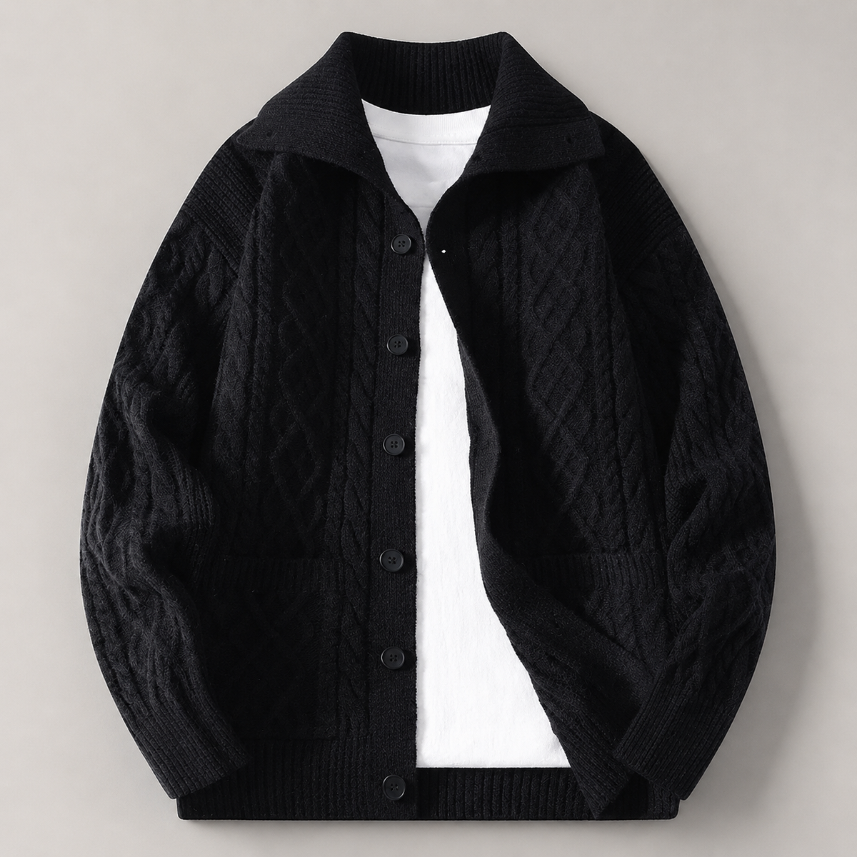 Graham Collared  Cable Knit Cardigan