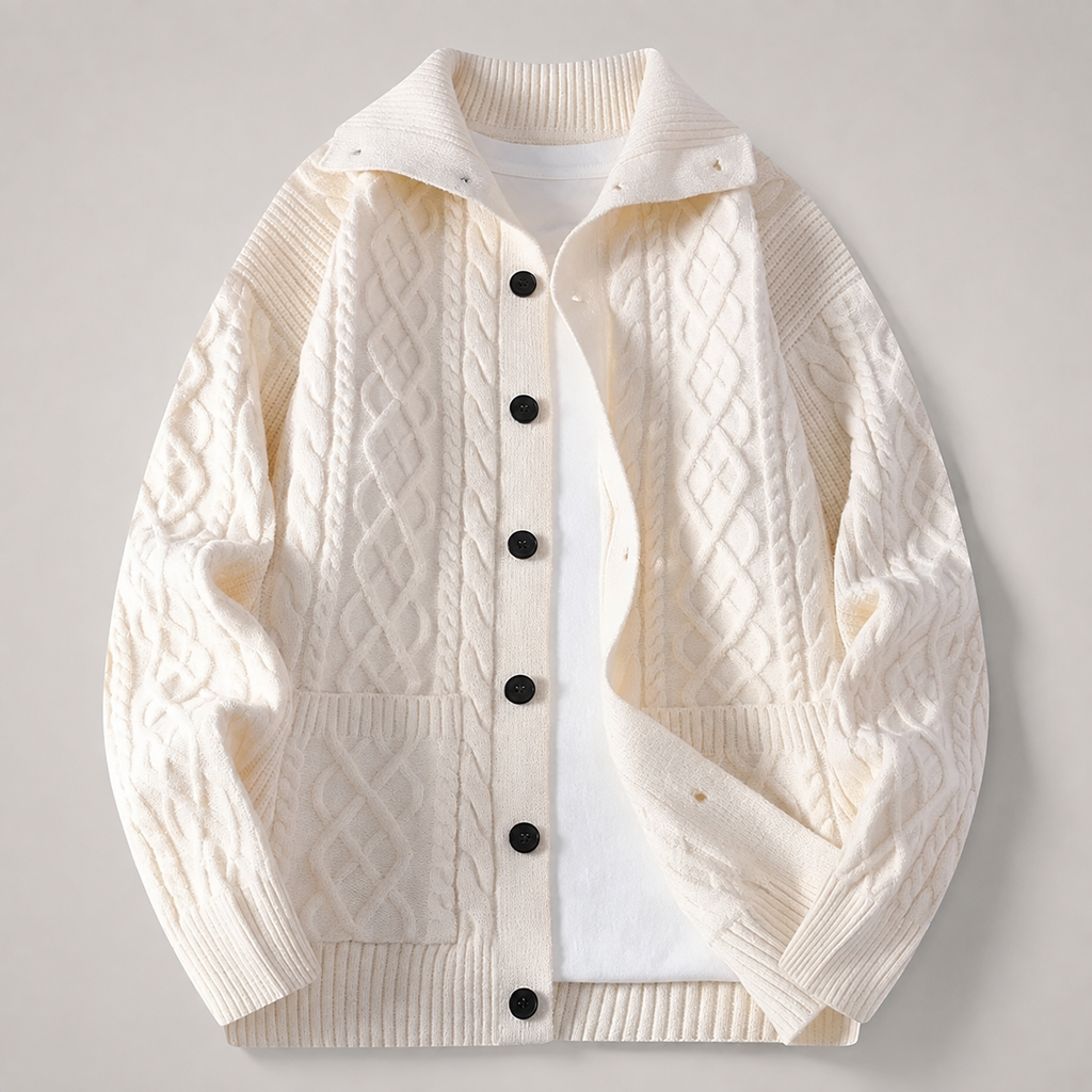 Graham Collared  Cable Knit Cardigan
