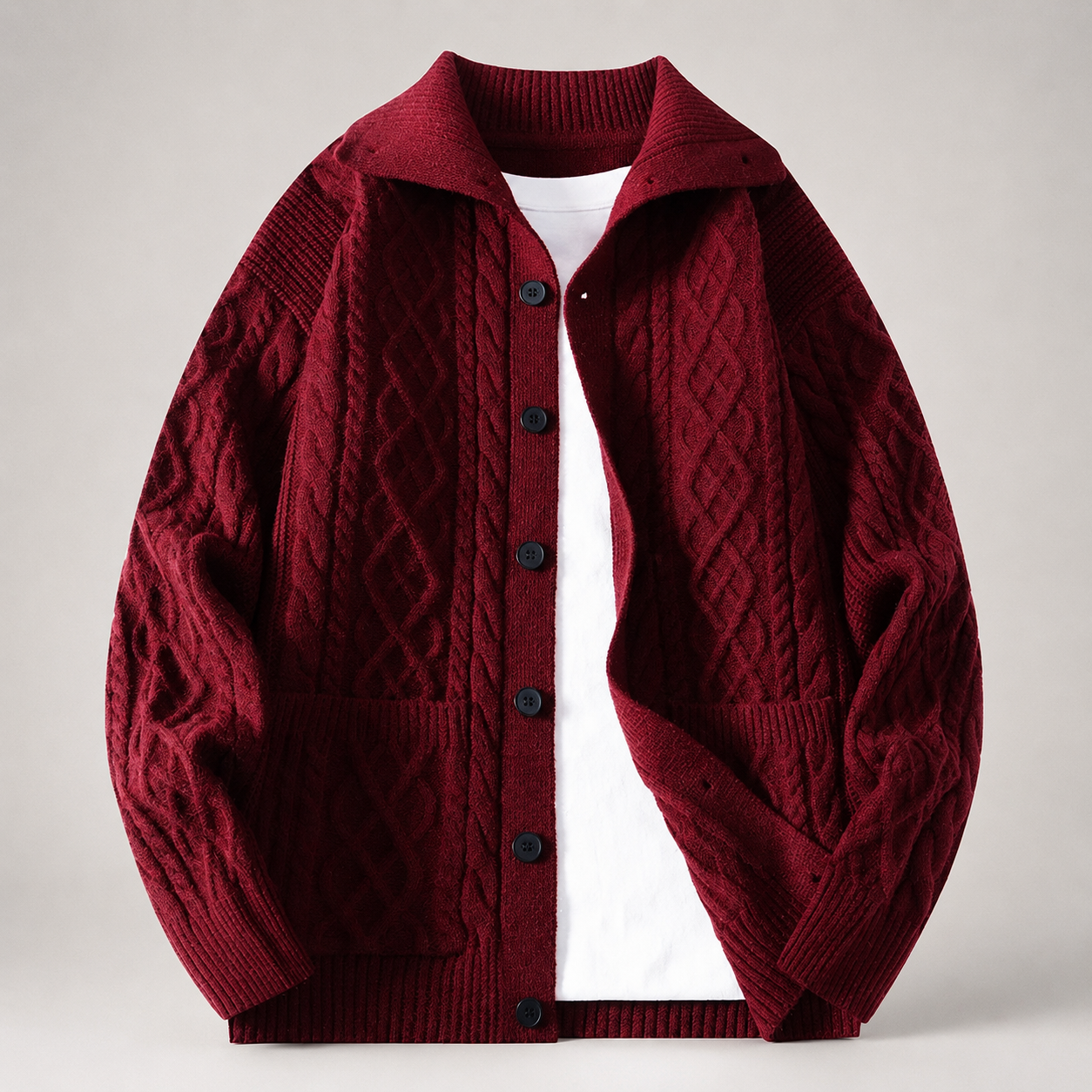 Graham Collared  Cable Knit Cardigan