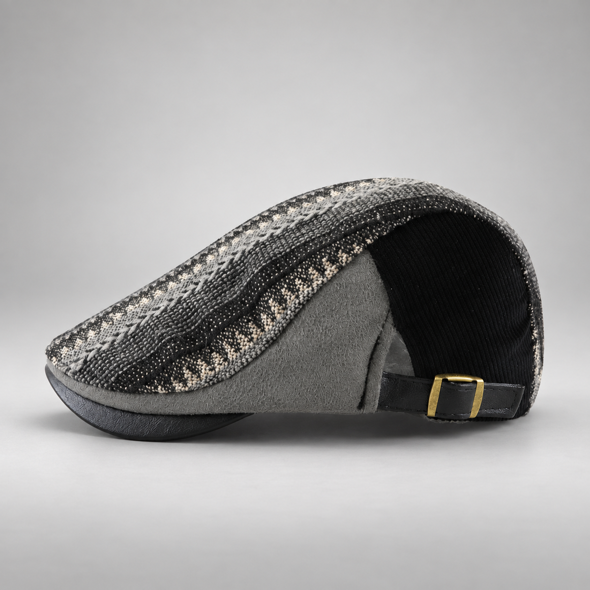 Graham Mixed-Pattern Flat Cap with Adjustable Back Strap