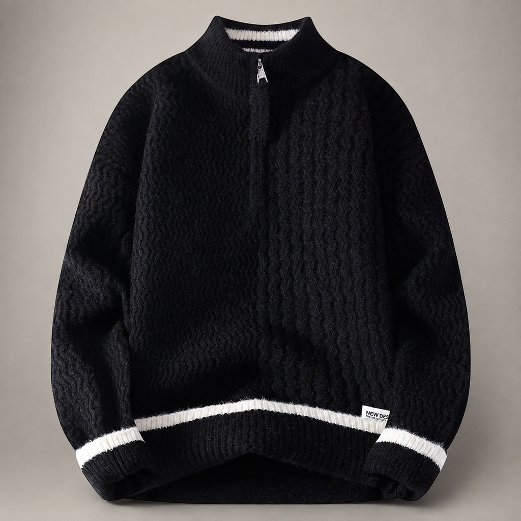Grayson Mock Neck Textured Quarter-Zip Knit Sweater