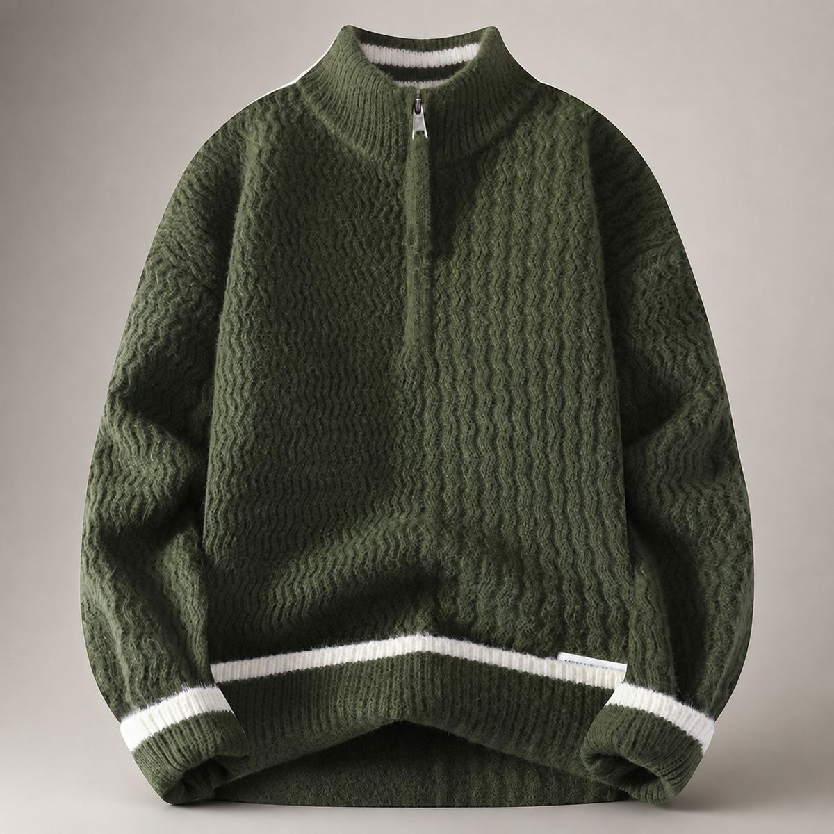 Grayson Mock Neck Textured Quarter-Zip Knit Sweater