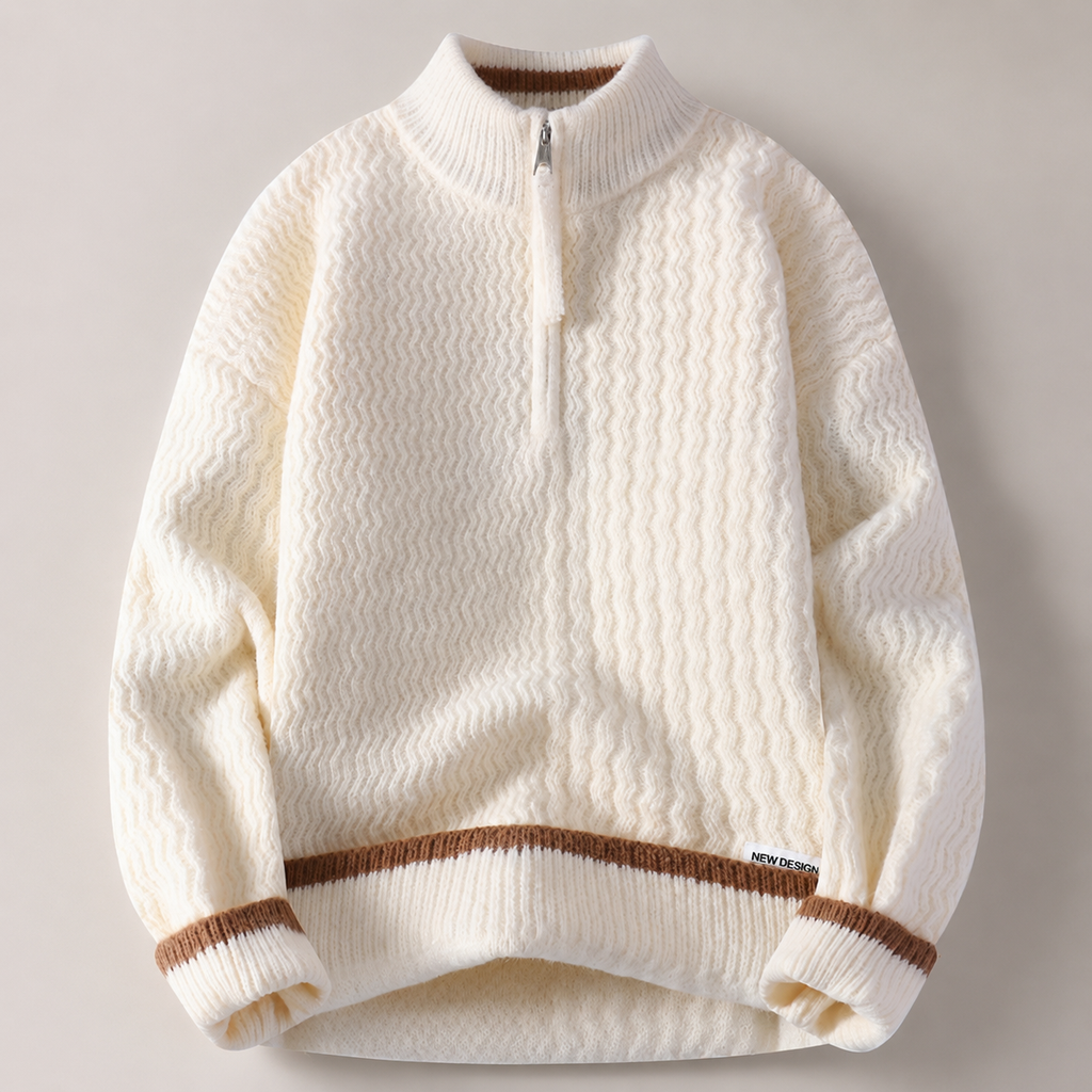 Grayson Mock Neck Textured Quarter-Zip Knit Sweater