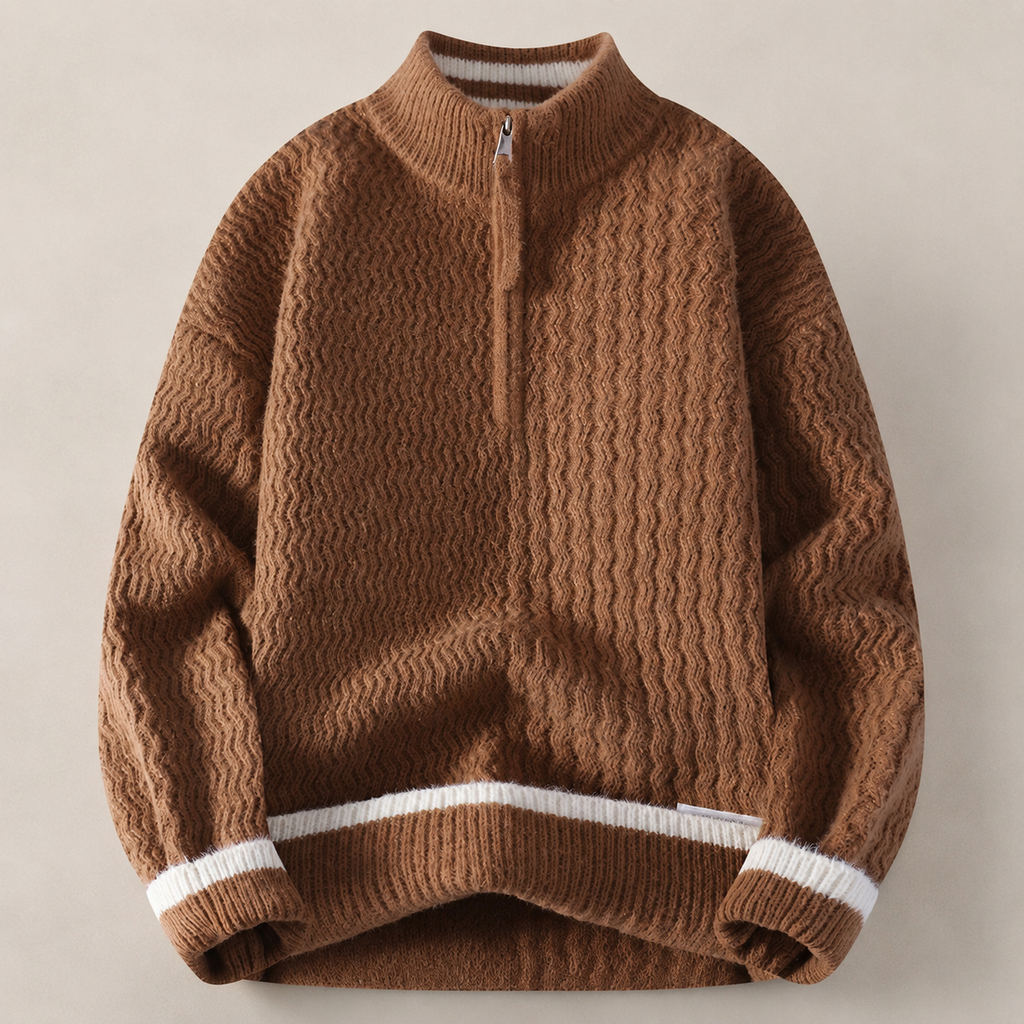 Grayson Mock Neck Textured Quarter-Zip Knit Sweater