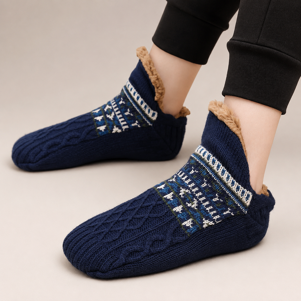 Hadley Sherpa-Lined Knit Socks with Non-Slip Sole