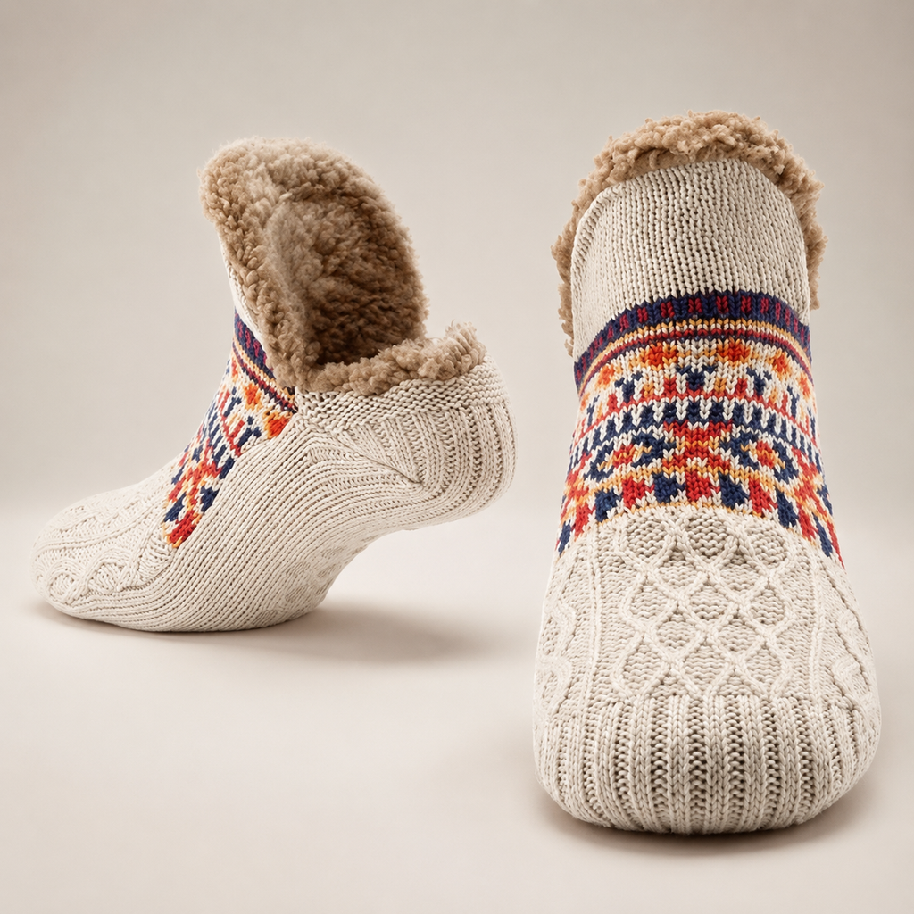Hadley Sherpa-Lined Knit Socks with Non-Slip Sole