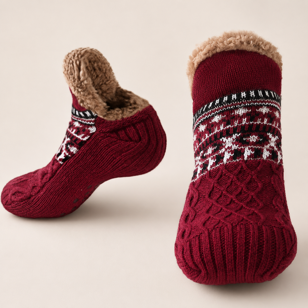 Hadley Sherpa-Lined Knit Socks with Non-Slip Sole