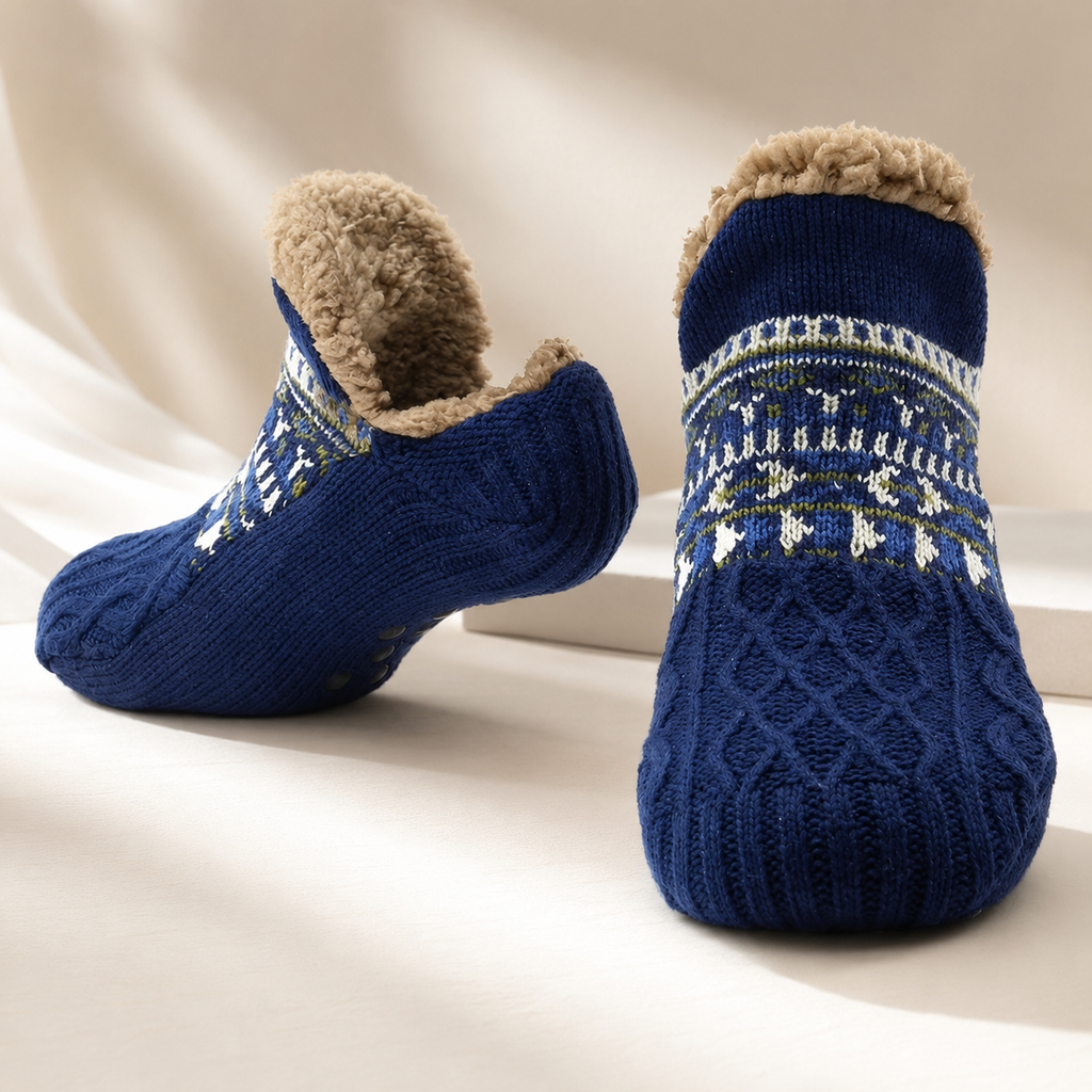 Hadley Sherpa-Lined Knit Socks with Non-Slip Sole
