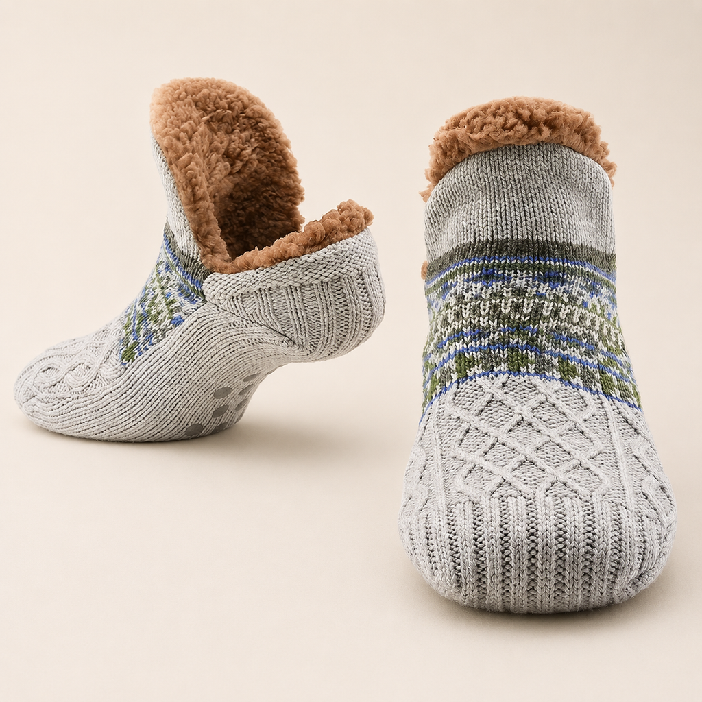 Hadley Sherpa-Lined Knit Socks with Non-Slip Sole
