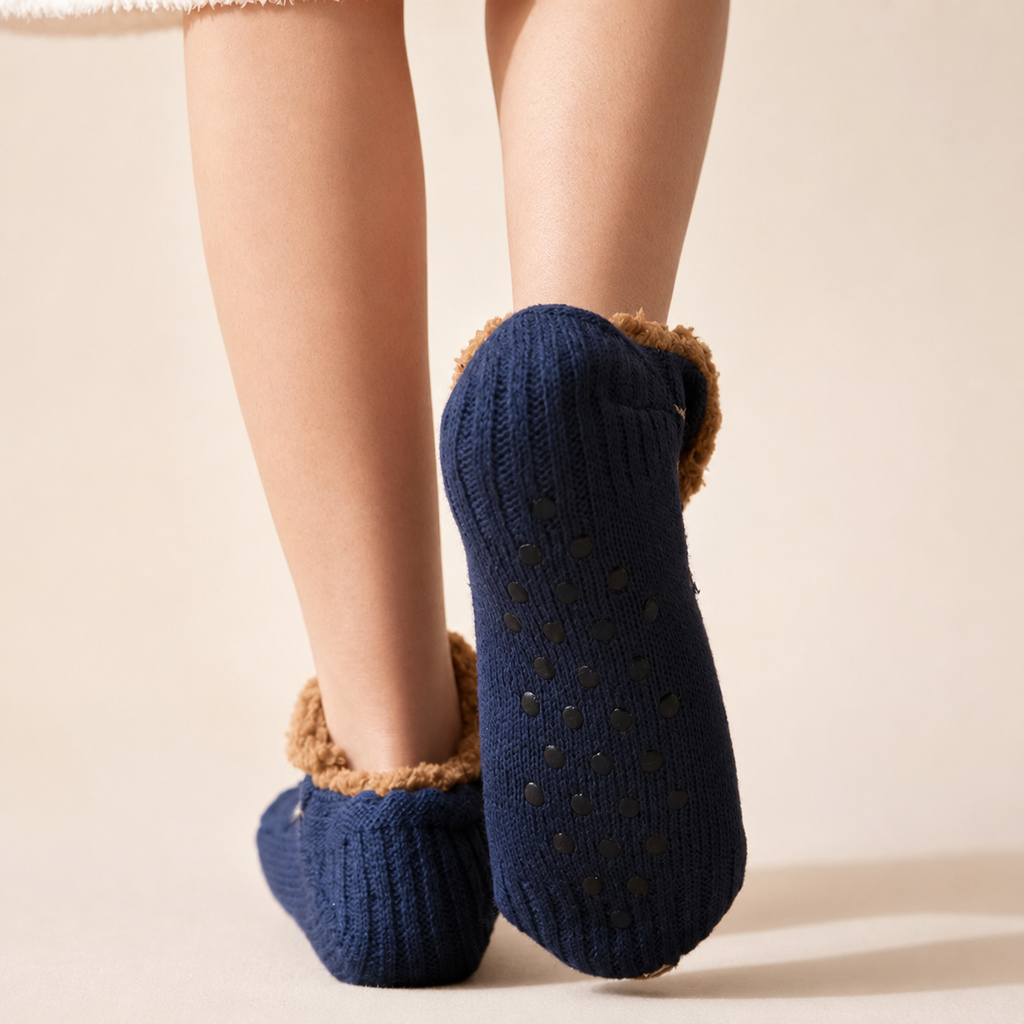Hadley Sherpa-Lined Knit Socks with Non-Slip Sole