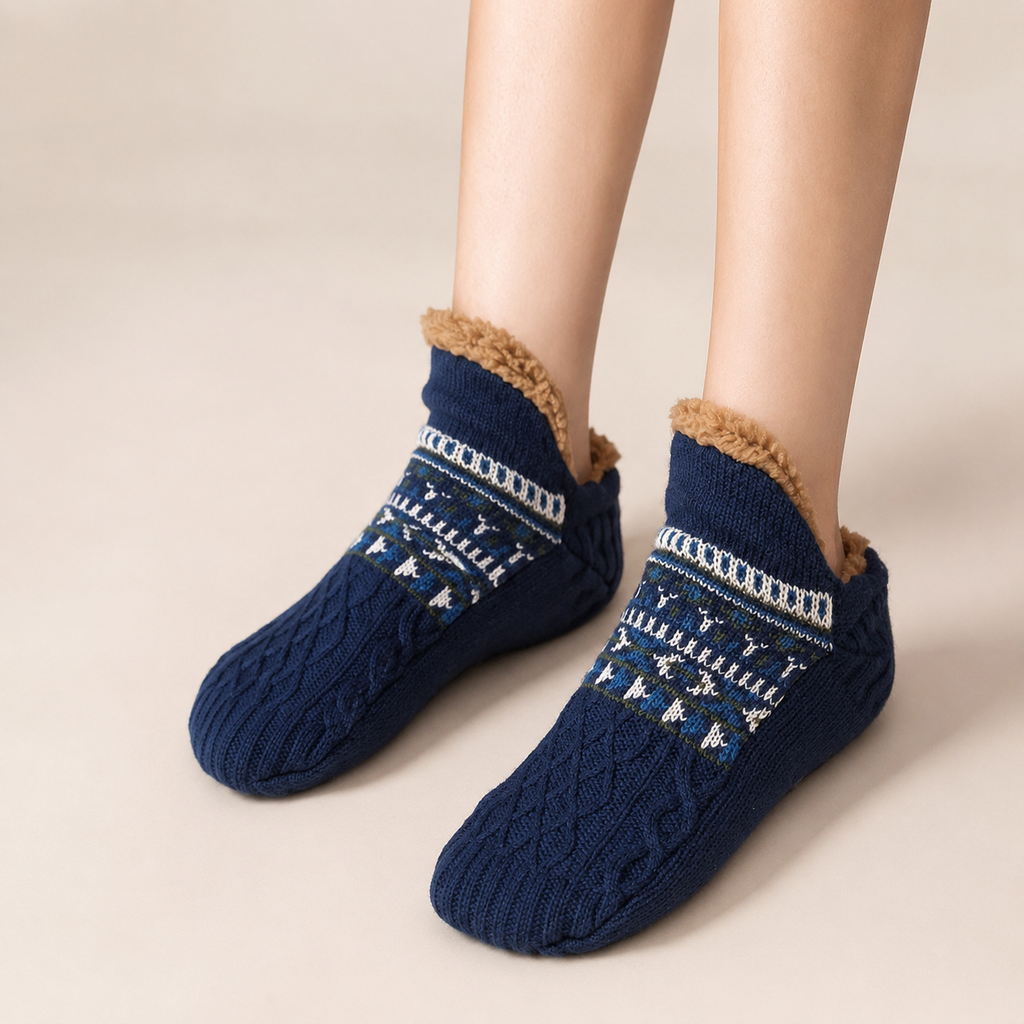 Hadley Sherpa-Lined Knit Socks with Non-Slip Sole