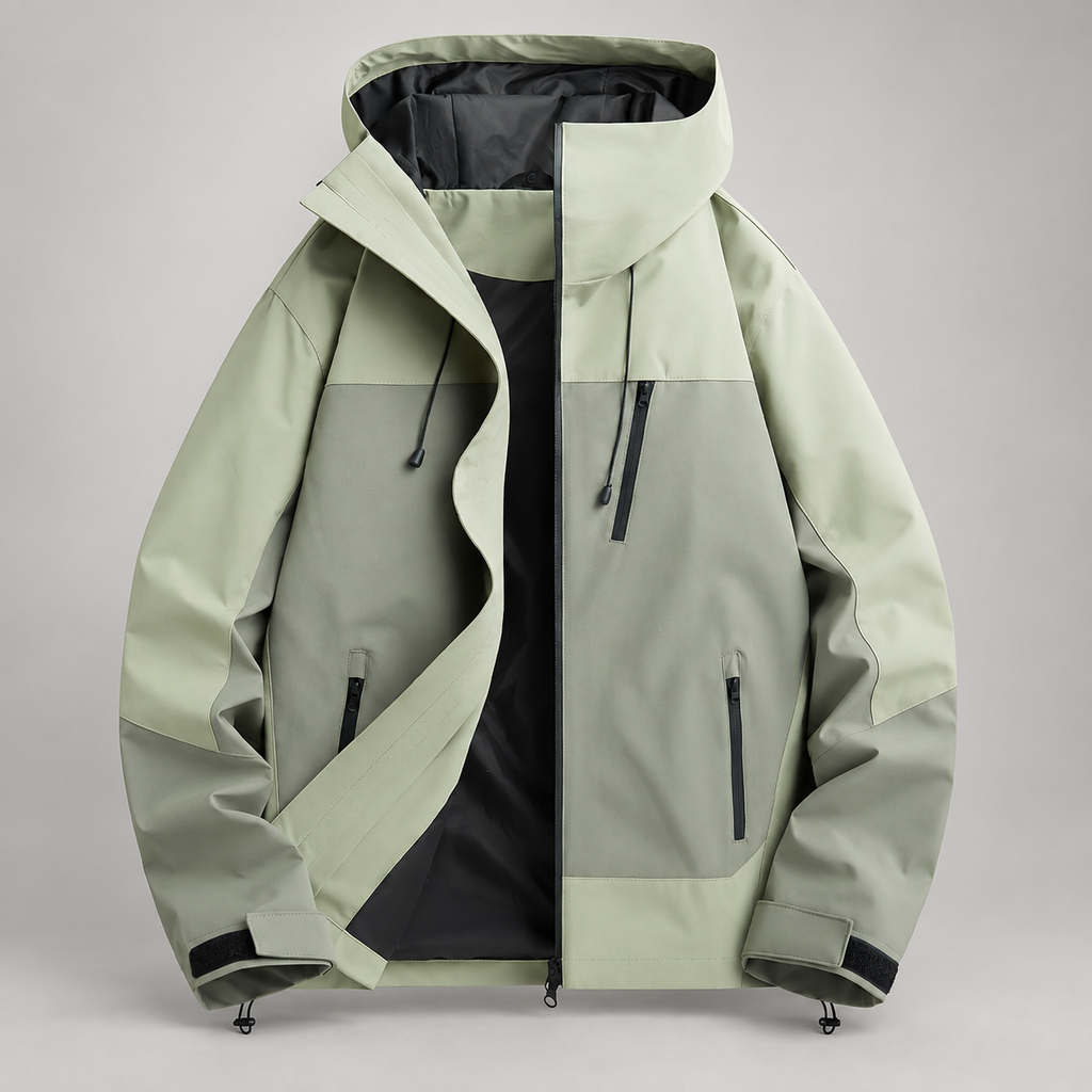Harlan Men’s Hooded Color-Block Jacket with Zip Pockets